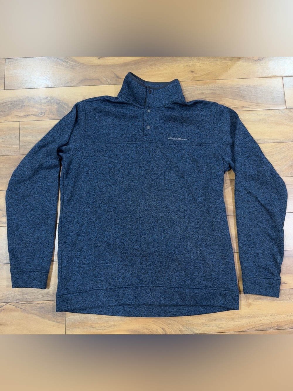 Eddie Bauer Men’s Radiator Fleece Pullover Heathered Blue Snap Placket TXL